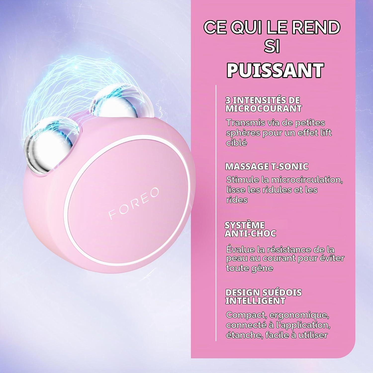 Detalle de FOREO BEAR mini : appareil de lifting ciblé par micro-courants, visage non invasif