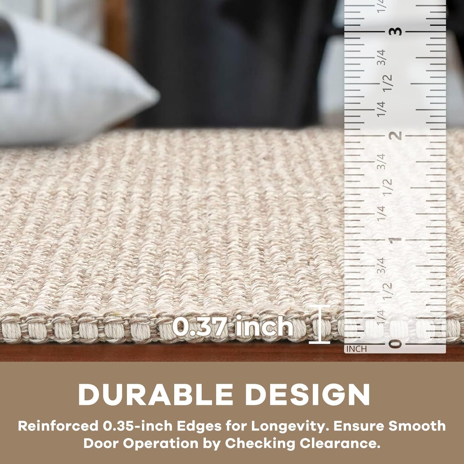 Thumbnail 4 de KOZYFLY Runners for Hallways 2x6 ft Washable Kitchen Runner Rug (Ivory/Khaki) with Non-Slip Rubber Backing