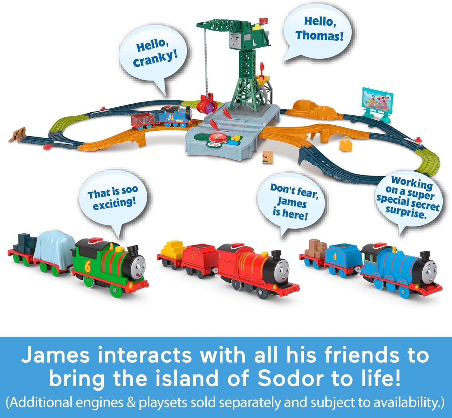 Thumbnail 3 de Thomas & Friends Motorized Talking James Train (HWY30) – UK Version for Preschoolers