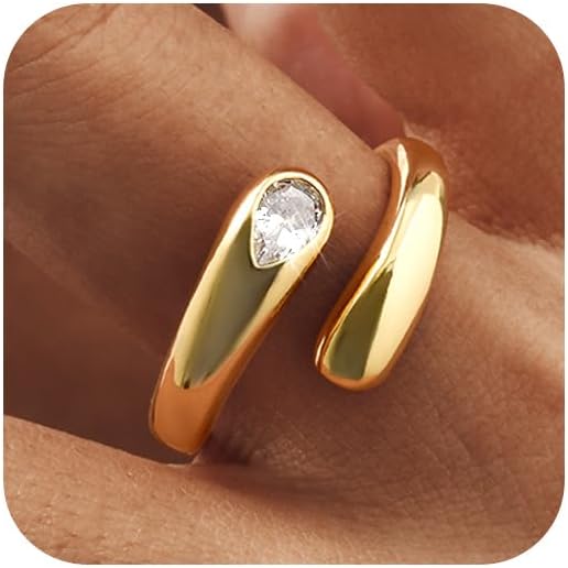 Thumbnail 5 de VNOX verstellbarer Damen-Ring offen mit Geburtsstein und Zirkonia (14K Verlobungsring, teardrop-förmig)