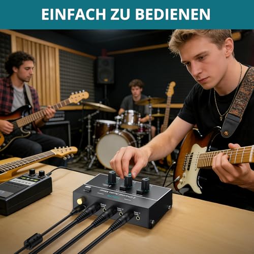 Thumbnail 7 de YGiTK 2-Kanal Audio-Mixer 6,35 mm + 3,5 mm – kompakter Mini-Mixer