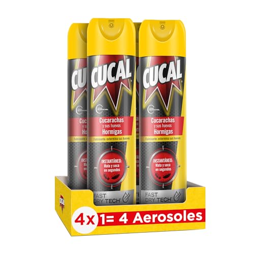 Detalle de Cucal Insecticida Aerosol Fulminante: 4x400 ml para cucarachas, hormigas y huevos