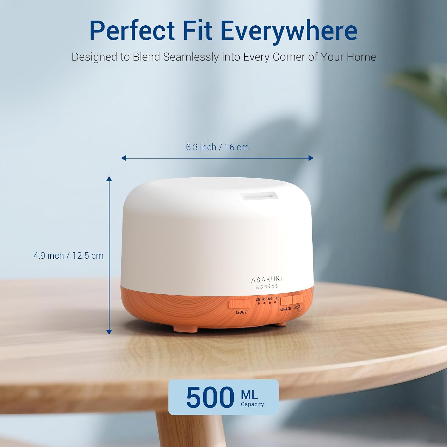 Thumbnail 5 de ASAKUKI 500ml essential oil diffuser
