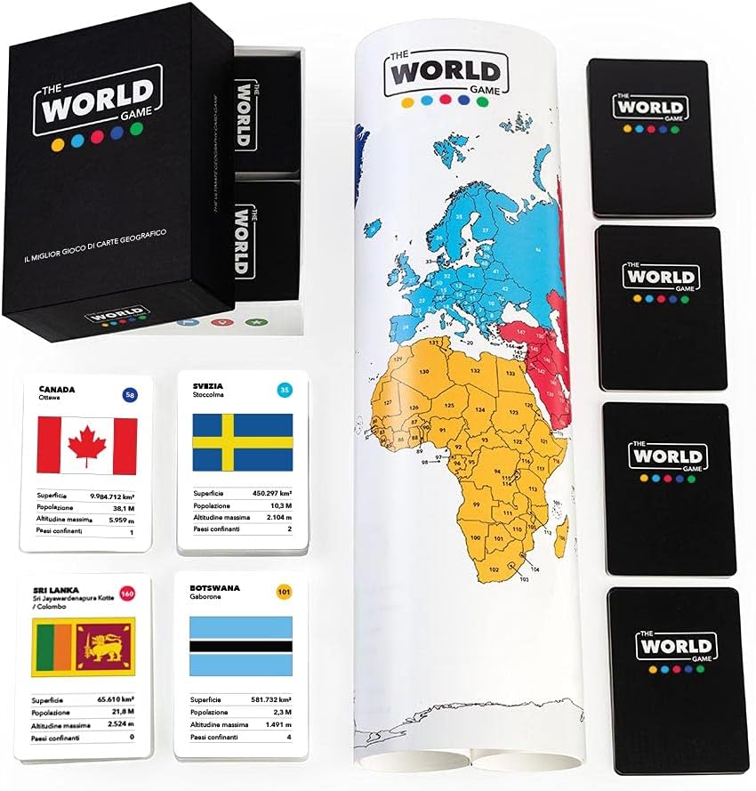 Detalle de The World Game Gioco di carte Geografia in italiano, per famiglie e bambini (2–5 giocatori)