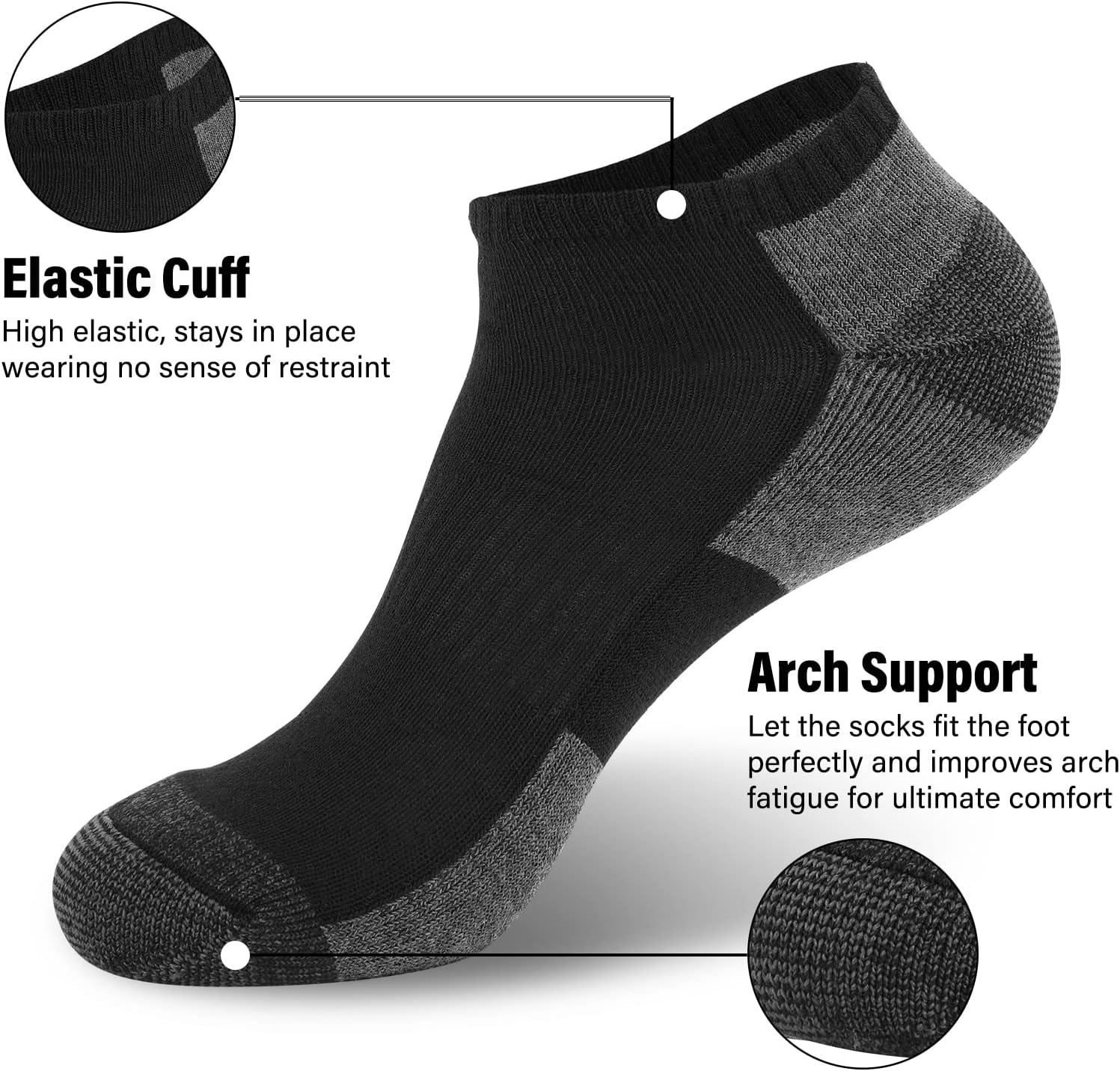 Thumbnail 4 de COOPLUS 12 Pack Cushioned Ankle Socks (Shoe 6-11)