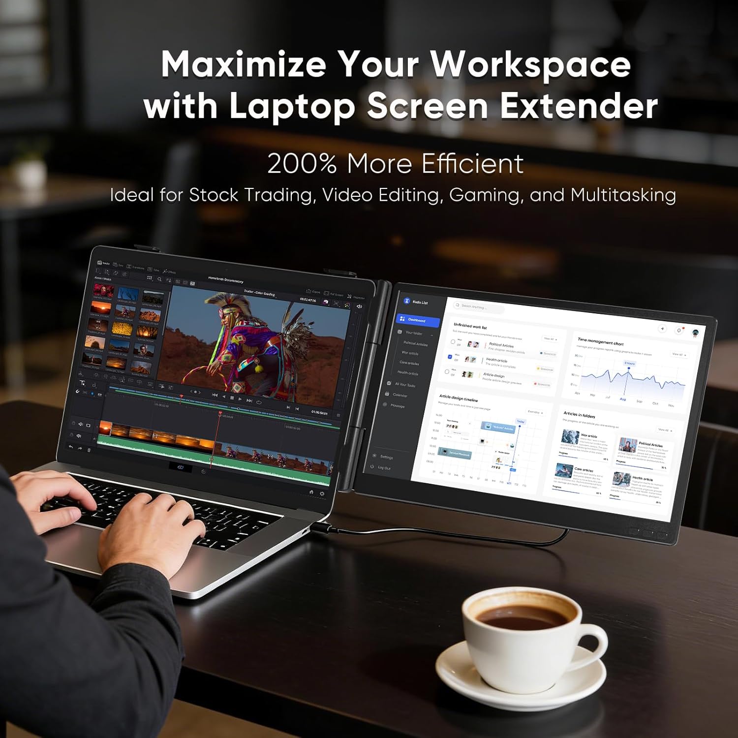 Detalle de VueForge Laptop Screen Extender 14" FHD Dual Screen Monitor (USB-C/HDMI)