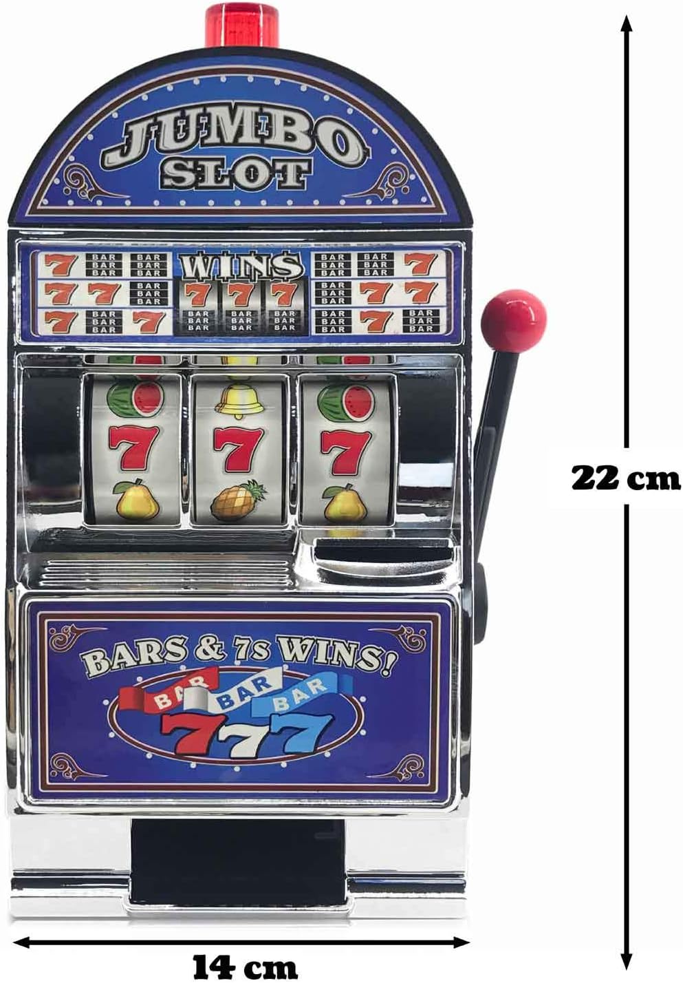 Detalle 2 de GOODS+GADGETS Bandit Manchot - Machine à sous jouet avec sons, lumière et tirage de pièces