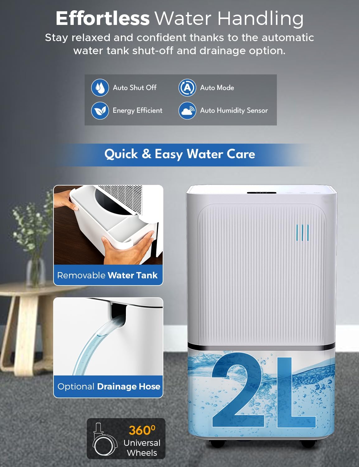 Detalle de EcoNour 12L/day WiFi dehumidifier