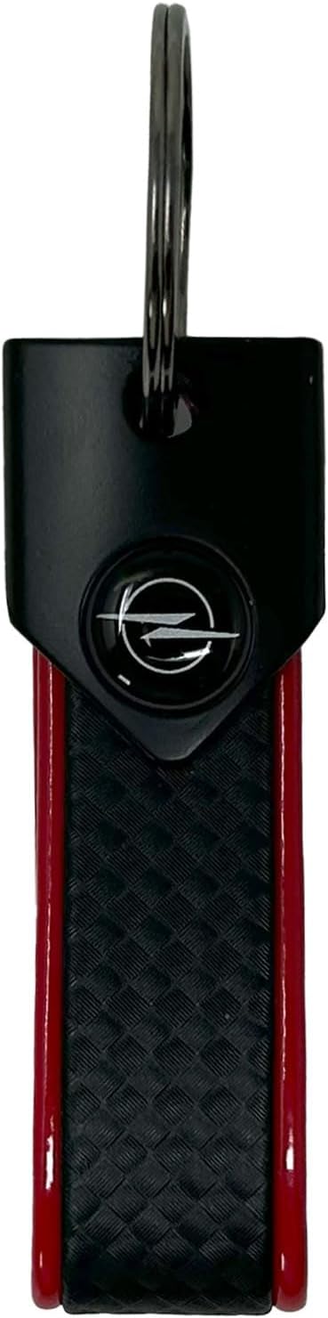 Detalle de Portachiavi per Auto Compatibile con Opel – Resistente e Duraturo, Chiusura con Anello, 90 x 20 mm, Rosso Logo Nero
