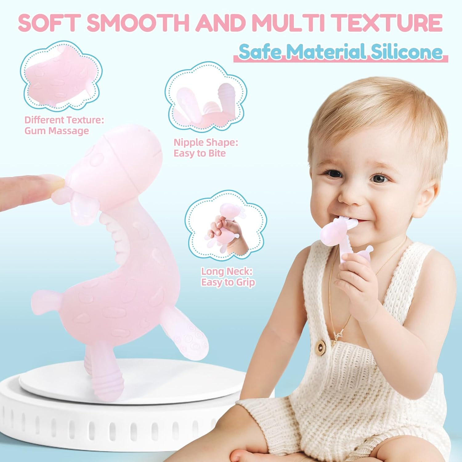 Thumbnail 1 de TYRY.HU Beißring Silikon Kühlende Zahnungshilfe Giraffe 4er Set