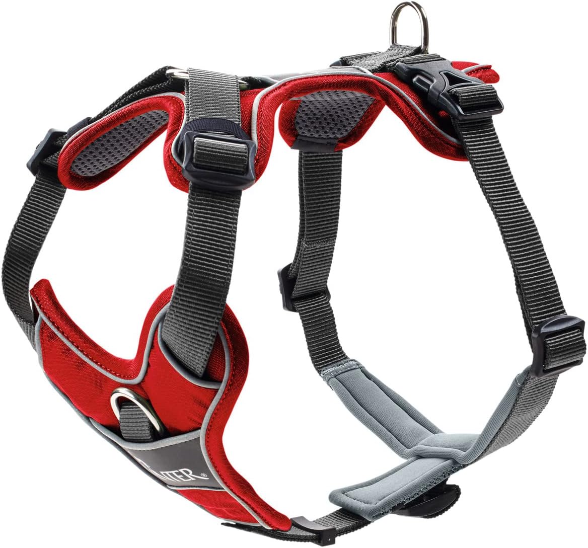 Detalle de Hunter DIVO Hundegeschirr XS 34–47 cm rot/grau – Ergonomisch, reflektierend und vielseitig einsetzbar