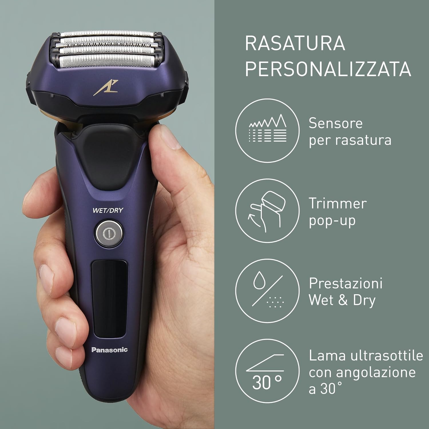 Thumbnail 3 de Rasoio Wet & Dry Panasonic Series 800 ES-LV67 con testina multidirezionale e 5 lame