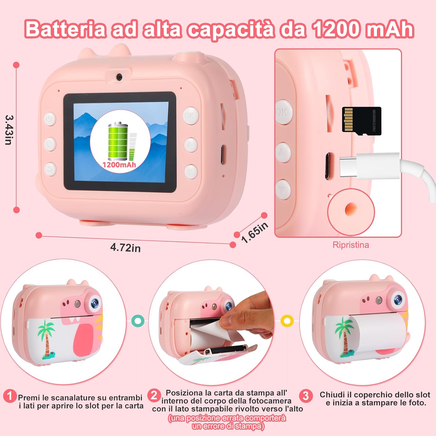 Thumbnail 6 de ARNSSIEN M3 fotocamera istantanea 1080P per bambini