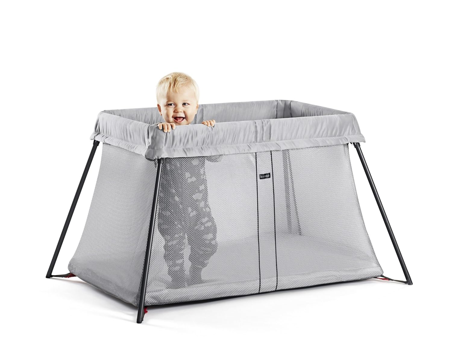 Detalle de BabyBjörn Travel Crib Light - Silver + Fitted Sheet Bundle Pack
