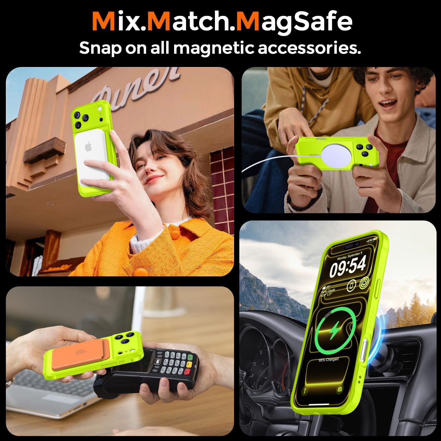 Thumbnail 6 de Thomo Magnetic Case for iPhone 17 Pro Max (Fluorescent Green) with Full Camera Protection and MagSafe Compatibility