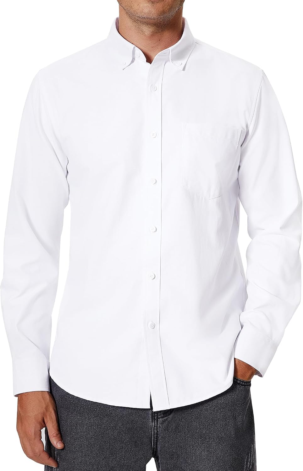 Thumbnail 6 de siliteelon Men’s Oxford Shirt Long Sleeve Smart Casual Plain Regular Fit with Pocket
