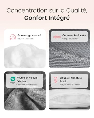 Detalle de Nuliie Coussin de Grossesse pour Dormir en forme de U – Oreiller de Corps Gris