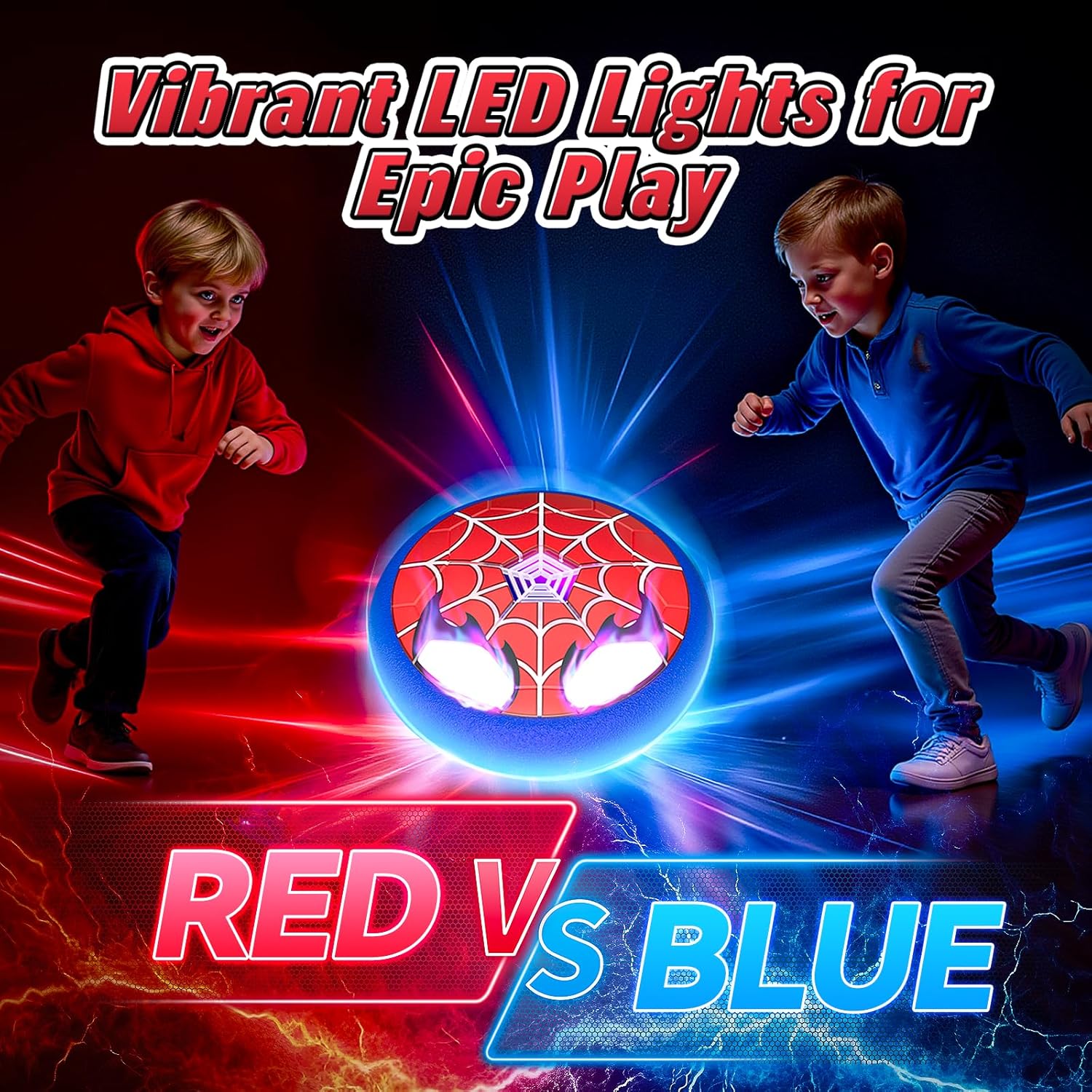 Thumbnail 3 de Light Up Hover Soccer Ball for Kids with Glowing Web Design & LED Eyes