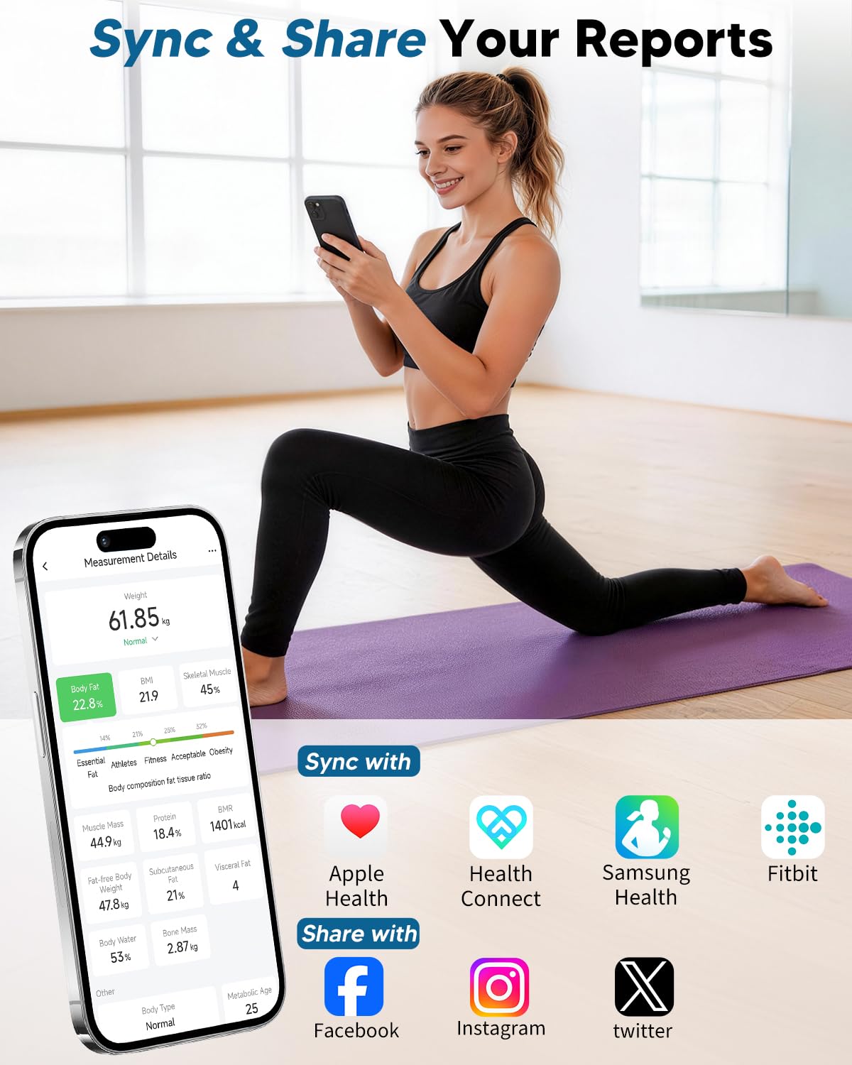 Detalle de arboleaf Balance impédancemètre rechargeable – Pèse-personne connectée jusqu’à 180 kg