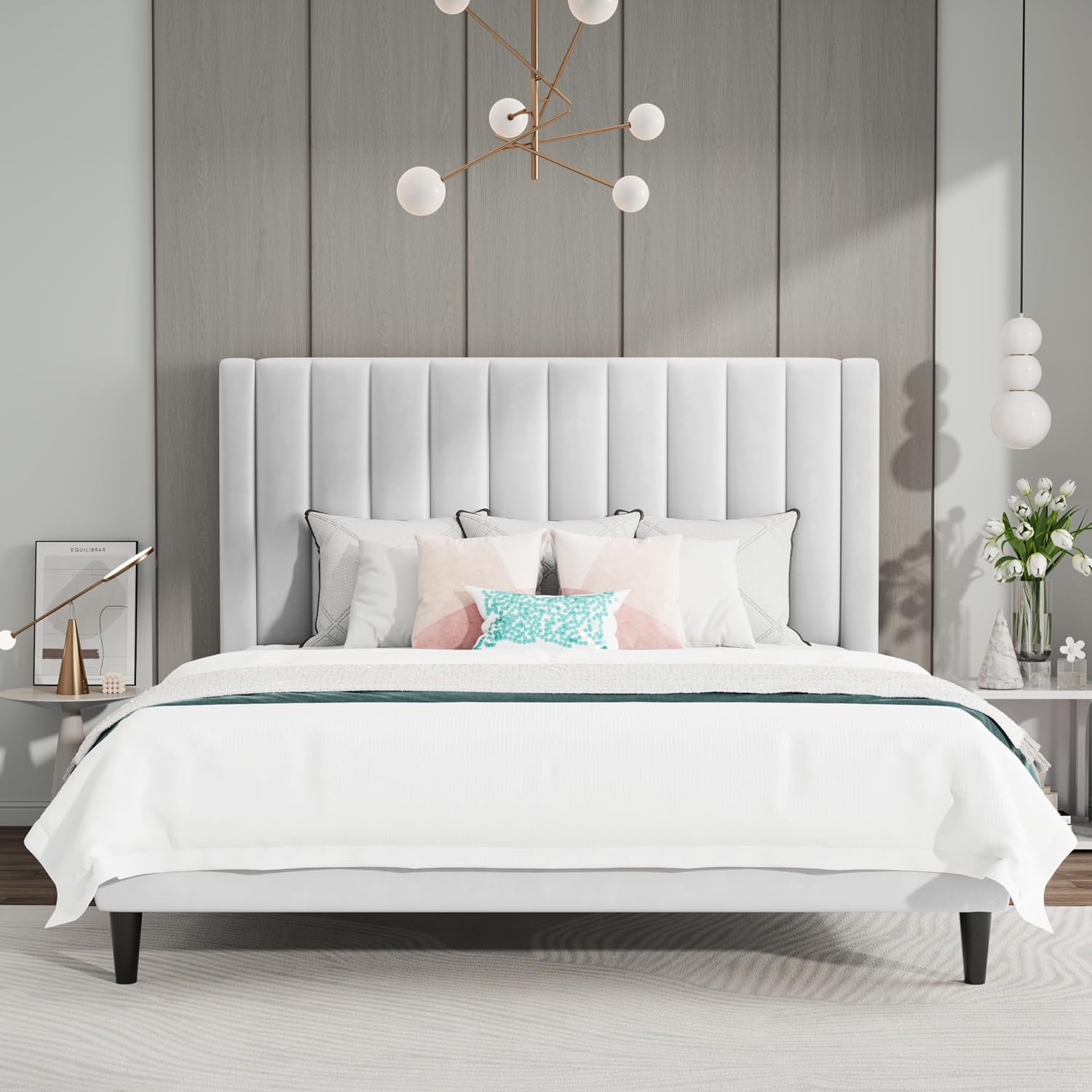 Detalle de SHA CERLIN Queen Upholstered Bed Frame