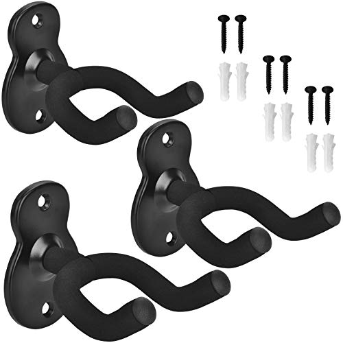 MOREYES Lot de 3 crochets muraux pour guitare – support robuste en acier avec protections EVA