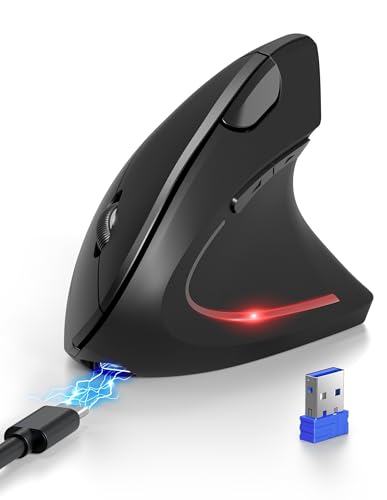 TECKNET souris verticale ergonomique rechargeable, 3 modes, 4 800 DPI, 6 boutons