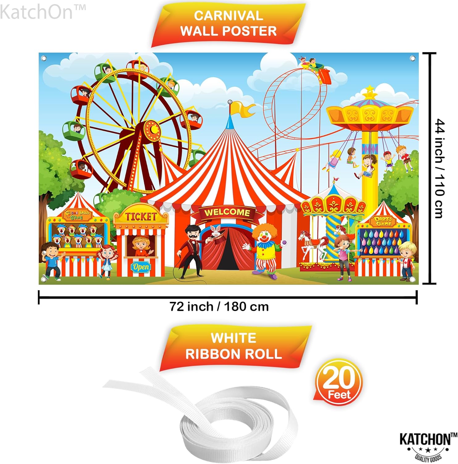 Thumbnail 1 de KatchOn XtraLarge Carnival Backdrop (72x44 Inch) for Carnival & Circus Theme Parties
