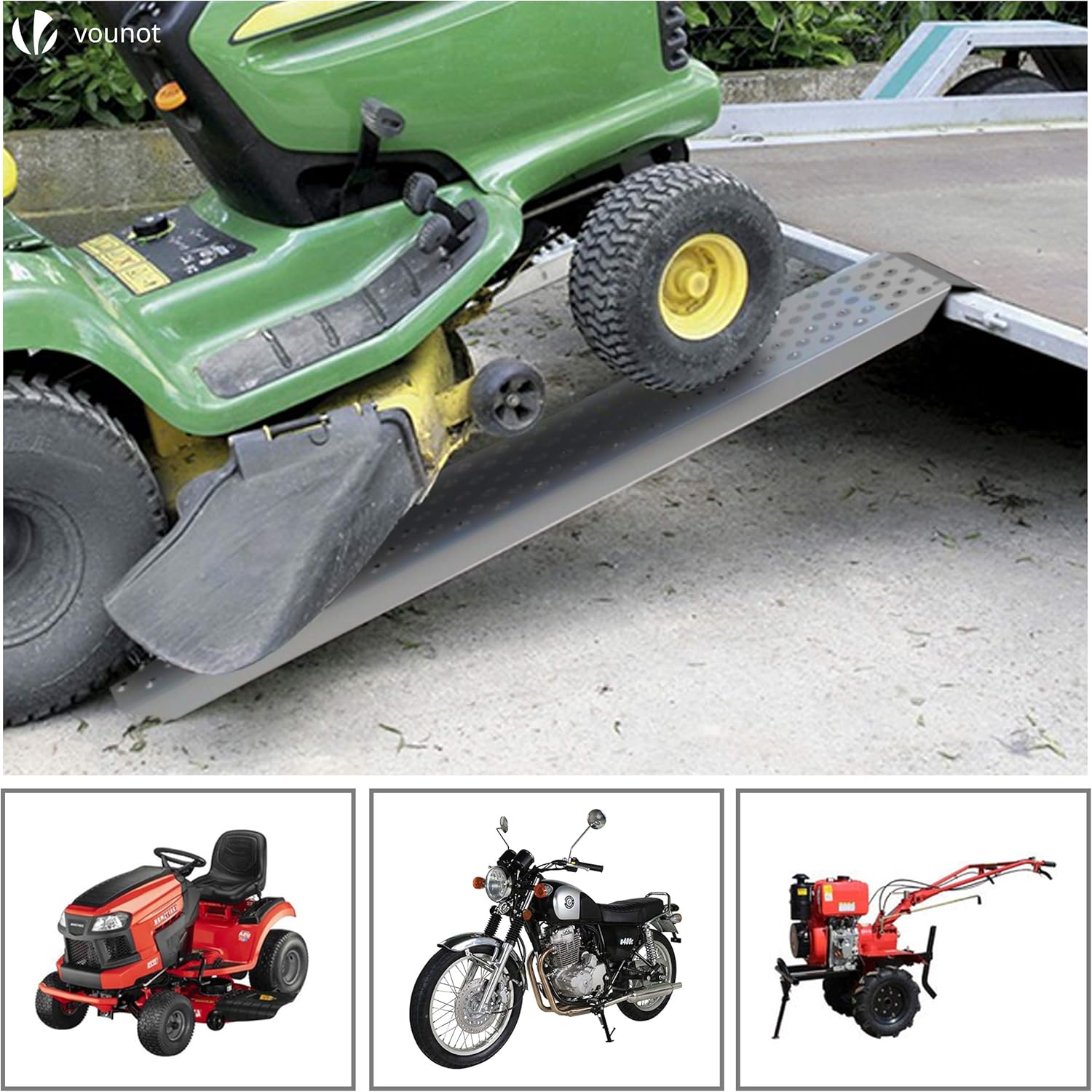 Detalle de Vounot Steel Load Ramp Pair for Vehicles and Equipment (135 x 23 cm, 400 kg Max)