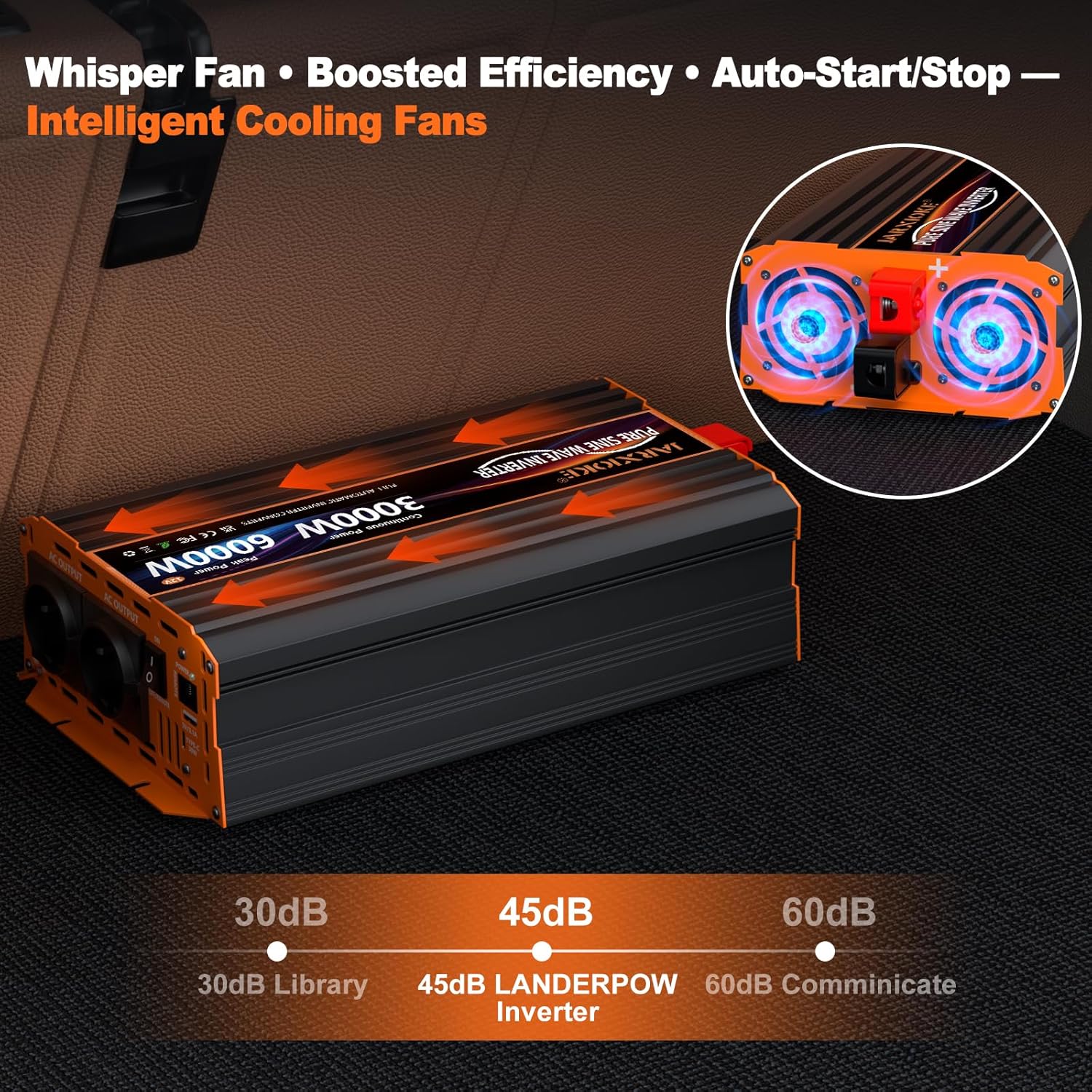 Thumbnail 4 de 3000W Reiner Sinus Wechselrichter 12V auf 230V mit LCD-Fernbedienung und 2× EU-Steckdose