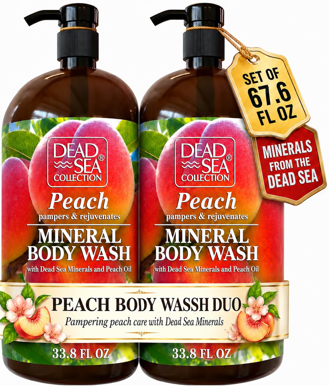 Detalle de Dead Sea Collection Lavender Body Wash: Pure Dead Sea Minerals + Lavender Oil (Pack of 2, 67.6 fl oz)