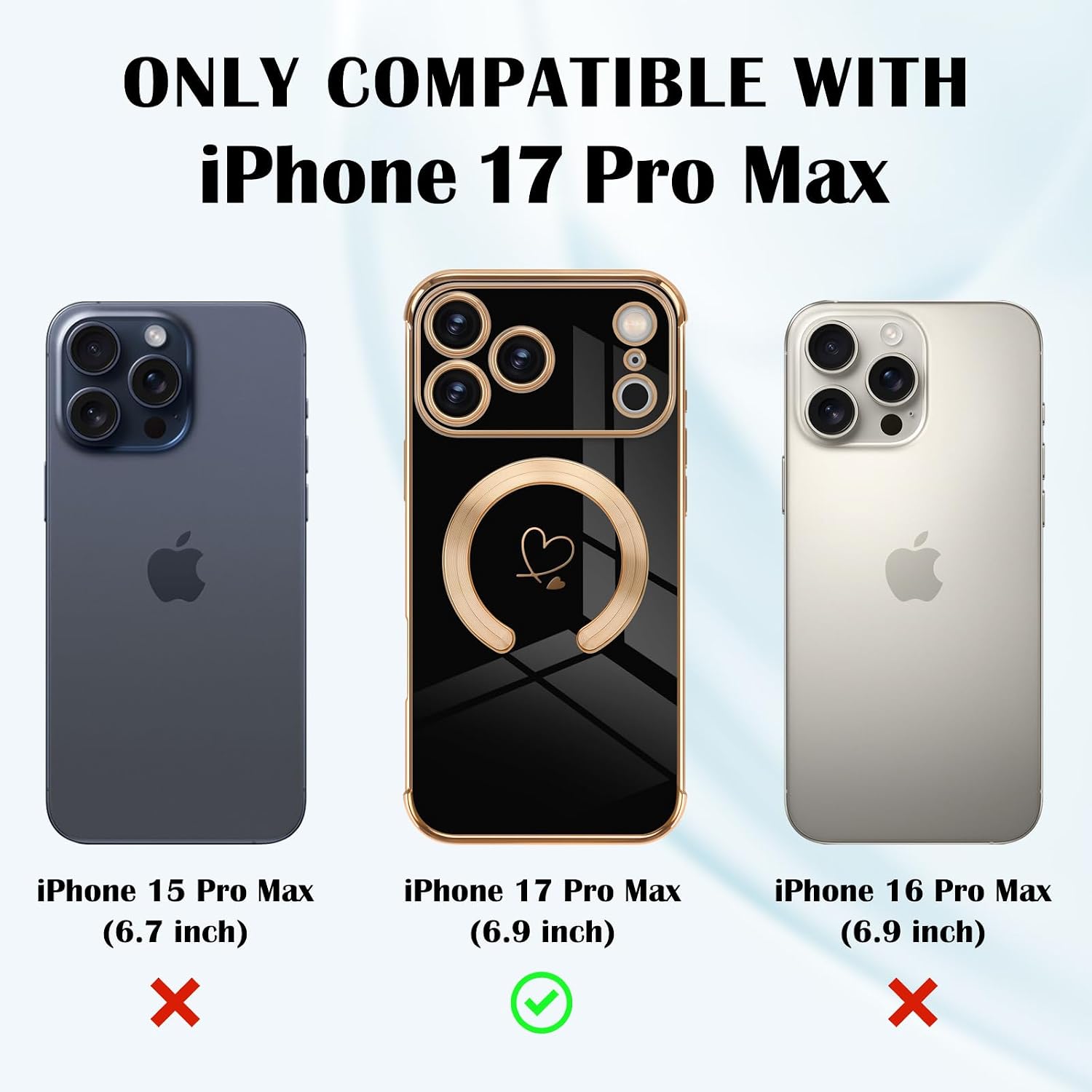 Thumbnail 4 de Newseego Magnetic Case for iPhone 17 Pro Max with Heart Pattern