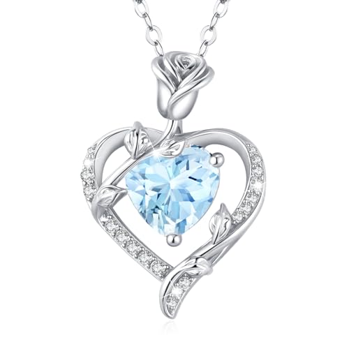 Detalle de Collar Mujer con Colgante Corazón Rosa MISUMOR: detalle romántico con piedra de nacimiento