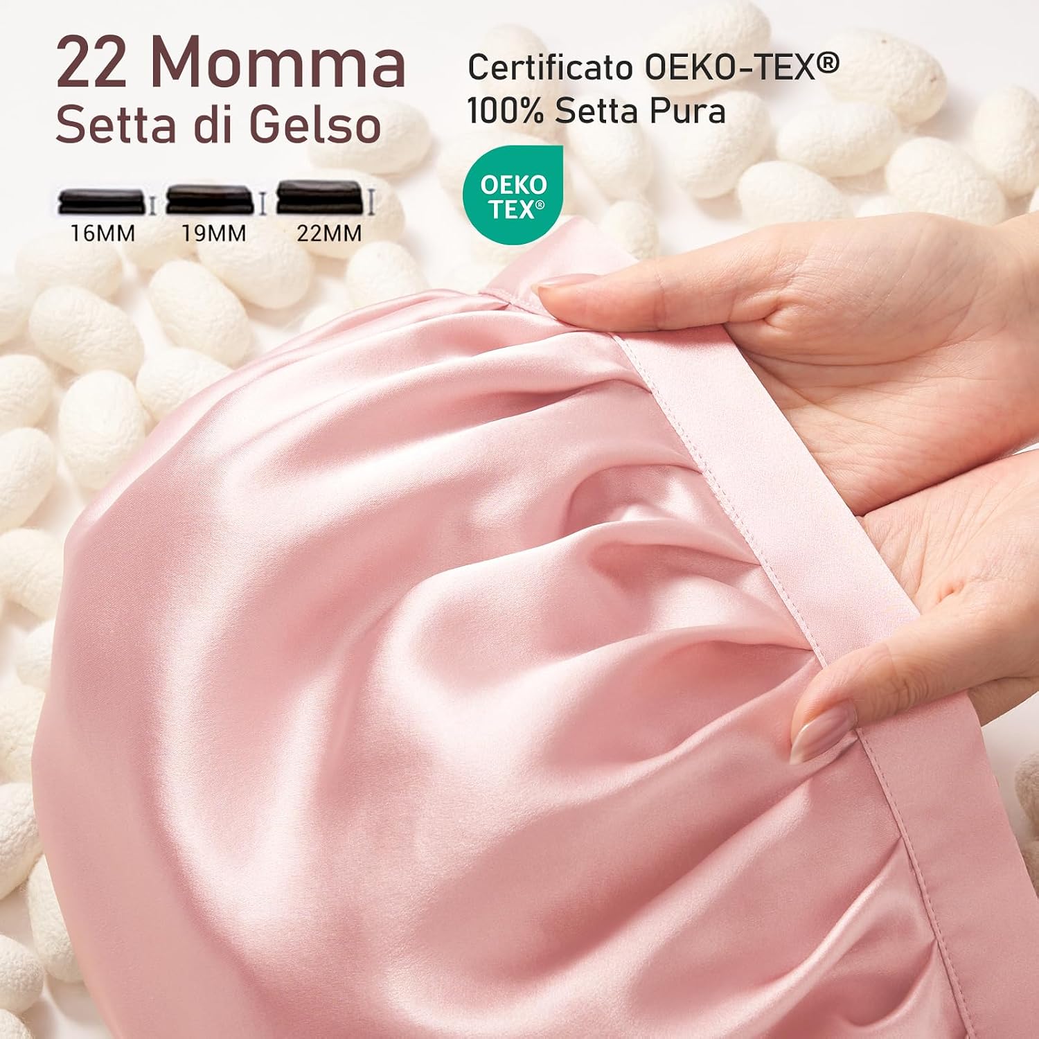 Detalle 2 de LitBear 22 Momme Cuffia in Seta 61 cm