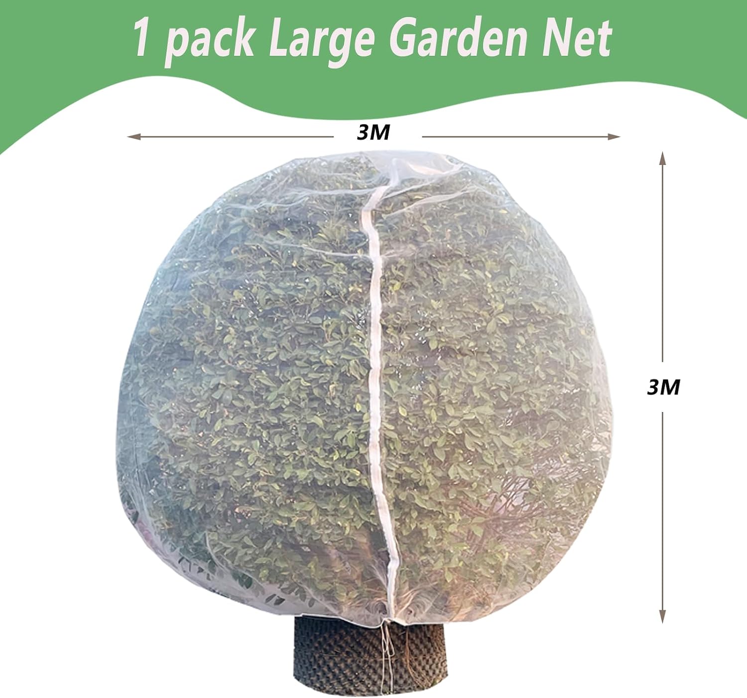 Detalle de 3x3M Fruit Tree Net: Large Garden Netting with Drawstring and Zipper for Bird and Insect Protection