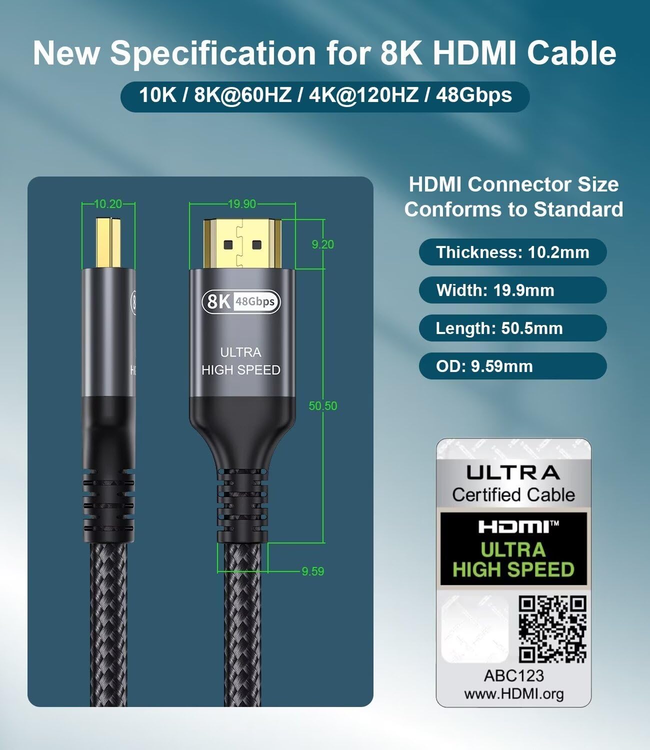 Thumbnail 2 de Zertifiziertes HDMI 2.1 Kabel (10K/8K, 48 Gbps) 1 m – 8K@60Hz, eARC, HDR10+