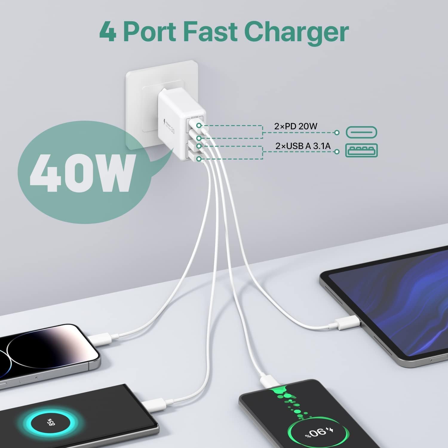 Detalle 2 de USB C Ladegerät 40W 4-Port
