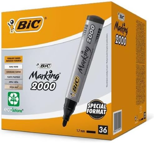 Detalle de BIC Marking 2000 ECOlutions Permanent Markers – Medium Bullet Tip, Black (Box of 36)