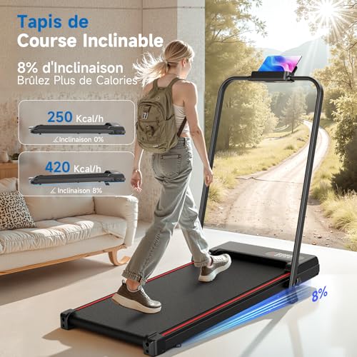 Thumbnail 2 de Dskeuzeew tapis de course pliable 2-en-1, 2,5 HP, bande de 40 × 100 cm