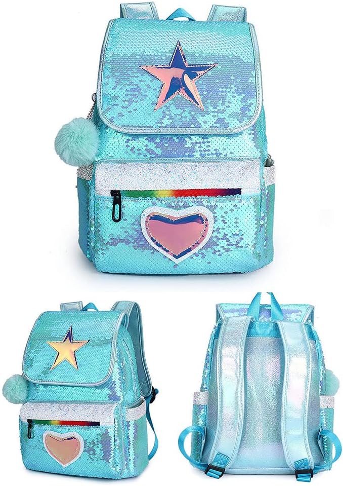 Thumbnail 5 de Zocnuio Sequin Star Heart Backpack for Girls – Glittery, Lightweight Daypack
