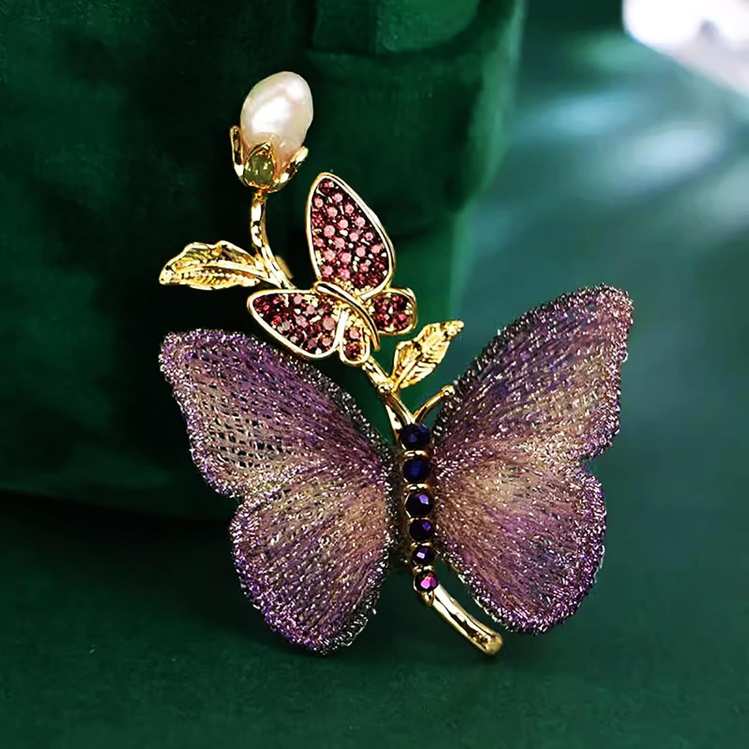 Detalle de CCAIPU Schmetterlings Broschen für Damen, 2 Stück Blumenbroschen mit Strass – Hochzeits-Accessoires und stilvolles Schmuckgeschenk