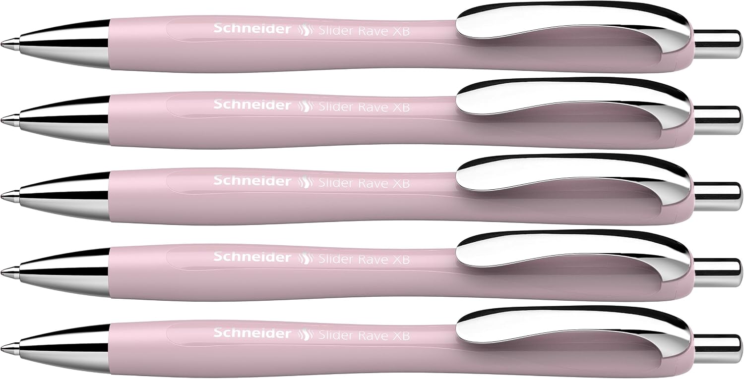 Detalle de Schneider Slider Rave XB Kugelschreiber – Rosé, 5 Stück, Blauer Tintenfluss