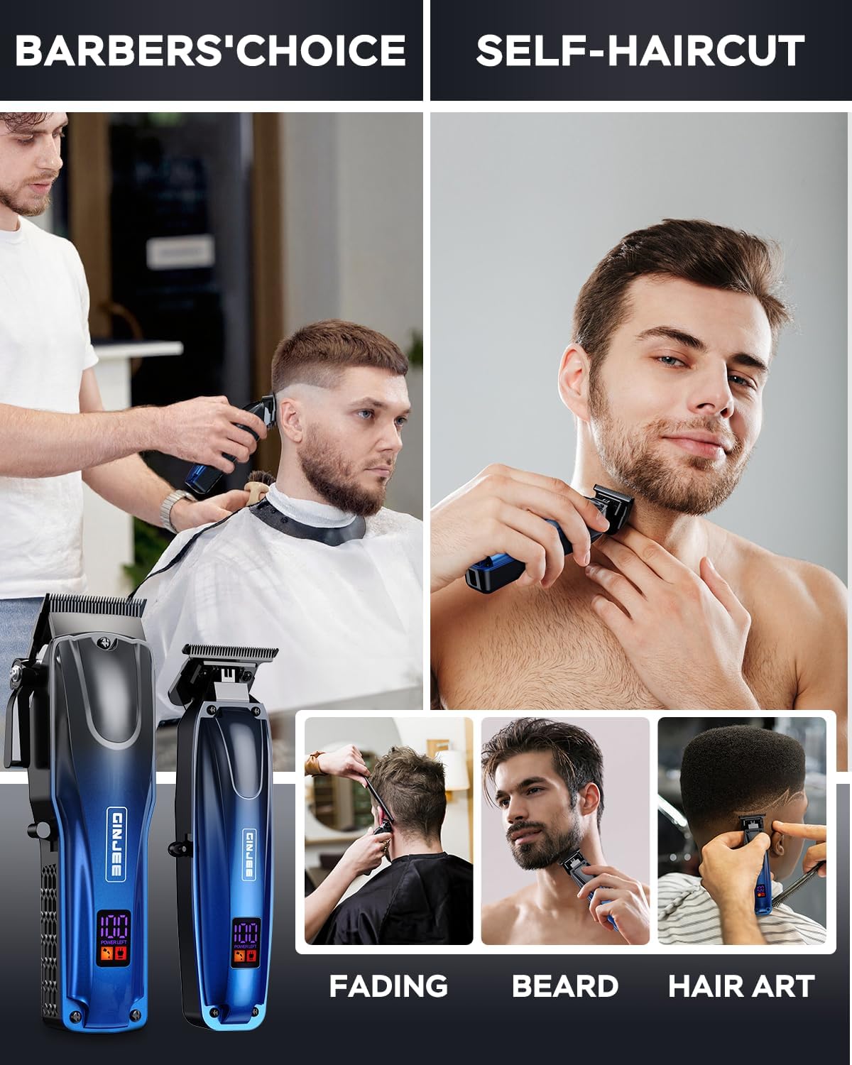Thumbnail 4 de GinJee Professional Hair Clippers with Fade Lever ⚙