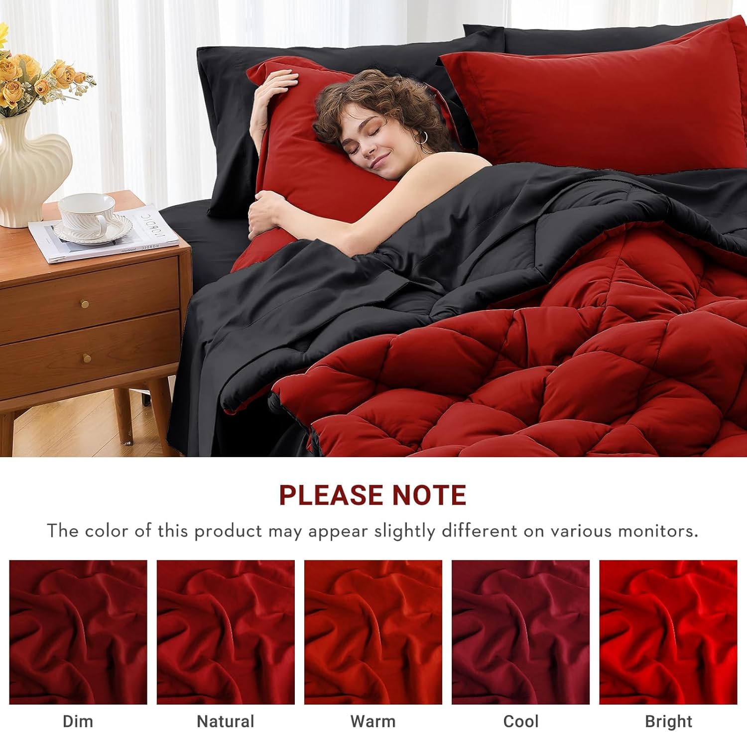 Detalle 2 de MUXHOMO 7-Piece Queen Comforter Set, Reversible Bedding