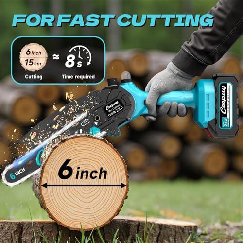 Thumbnail 3 de Mini motosierra a batería CEEPUY de 6 pulgadas (2×4000mAh) con engrase automático