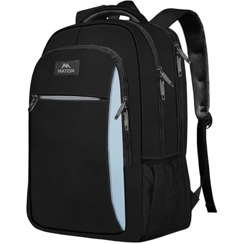 Detalle de MATEIN Mochila Portátil 17 Pulgadas (Negro-Azul): organización y comodidad para trabajo y viaje