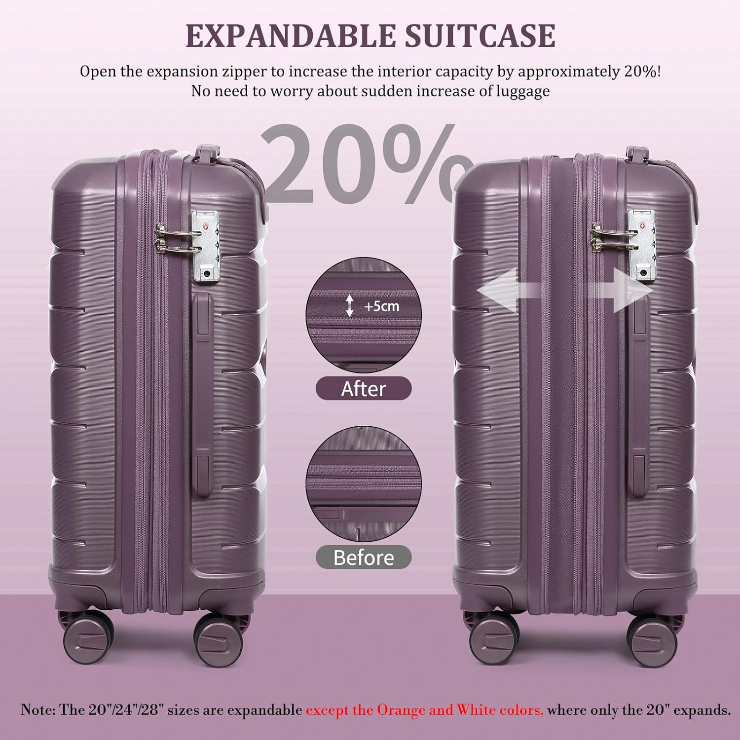 Detalle de Sea choice Luggage Set with Vanity Case – 2 Piece Expandable Hard Shell Suitcase for Women