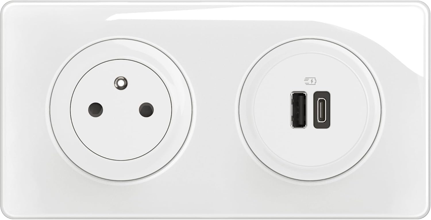 Thumbnail 2 de Legrand Prise Electrique Murale Céliane Surface avec Terre, chargeur USB 7,5 W intégré et plaque affleurante noire