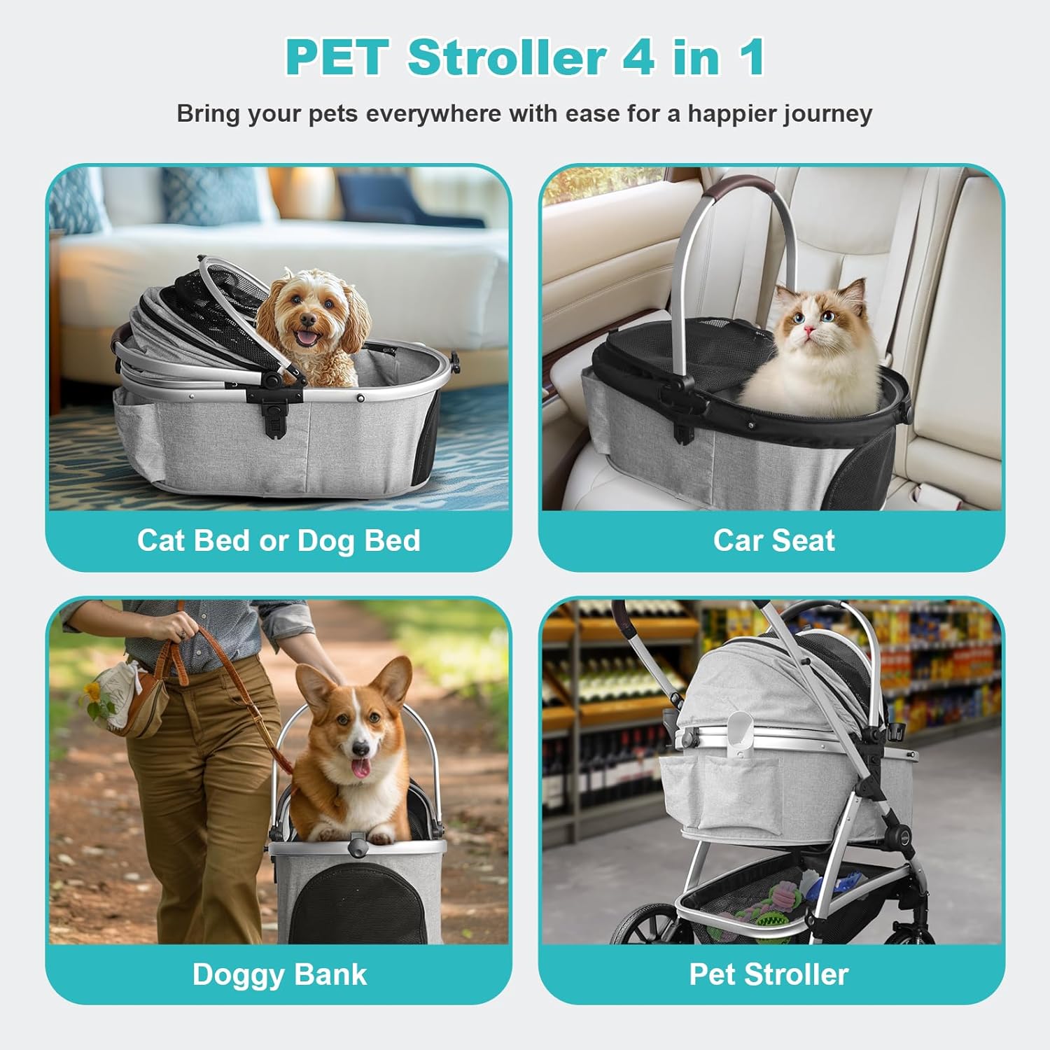 Thumbnail 4 de DAISTERN Passeggino per cani 4 in 1 fino 25 kg
