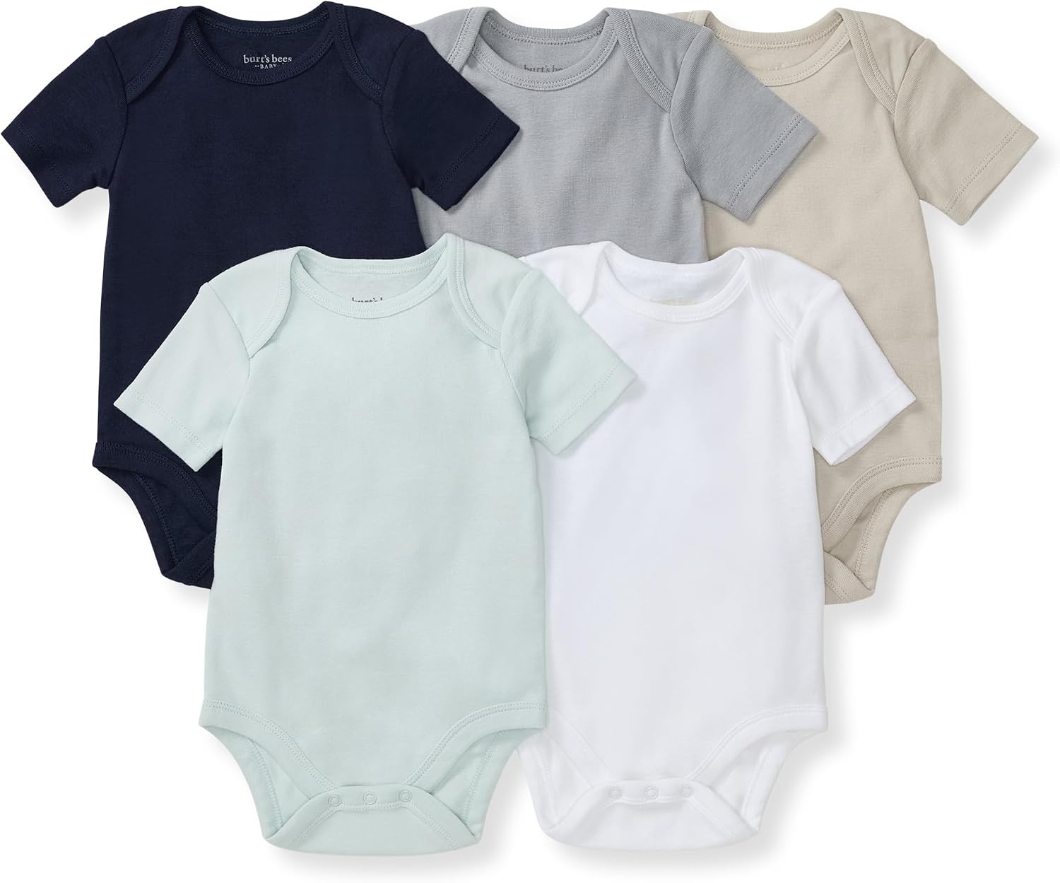Detalle 2 de Burt's Bees Baby Bodysuits (Short Sleeve & Long Sleeve), 100% Organic Cotton, Pack of 5