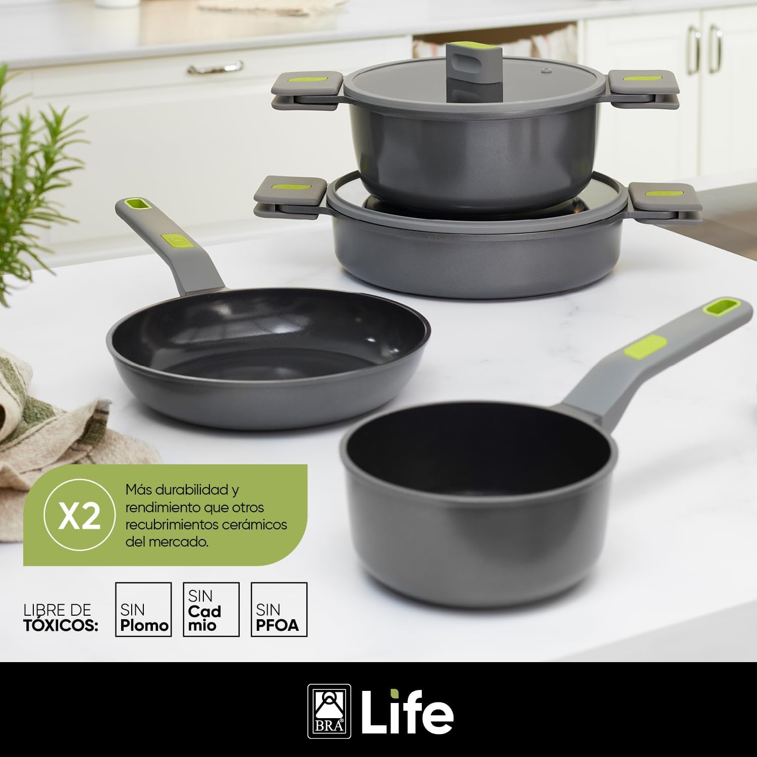 Thumbnail 2 de BRA Life Set de Cocina 9 Piezas, Aluminio Antiadhesivo